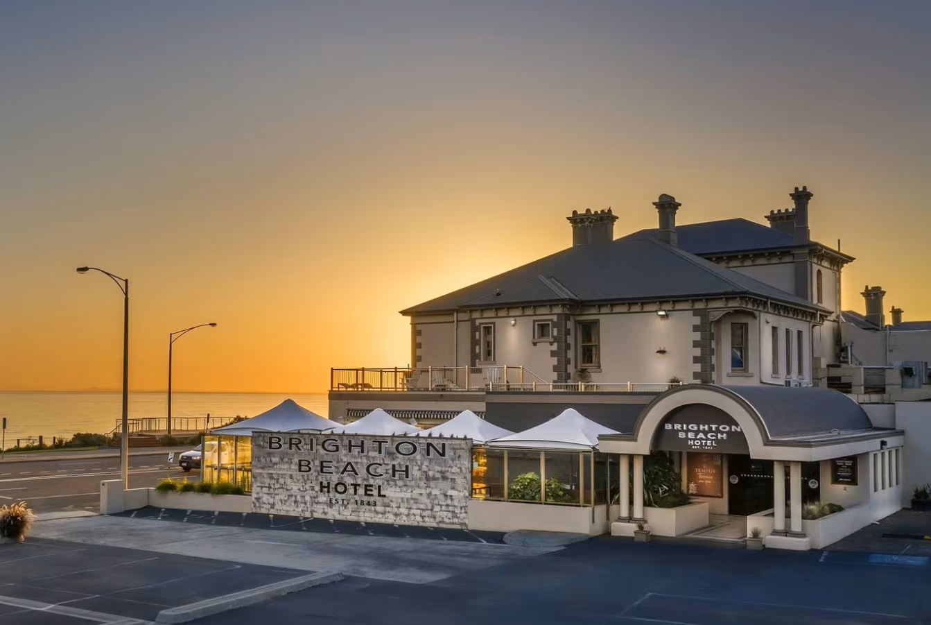Brighton Beach Hotel at sunset